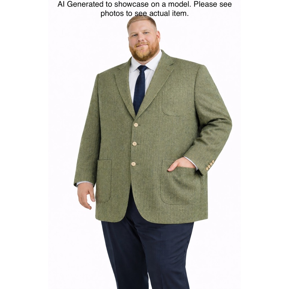 Luxire Green Herringbone Harris Tweed~ Custom Ivy 66L Sport Coat